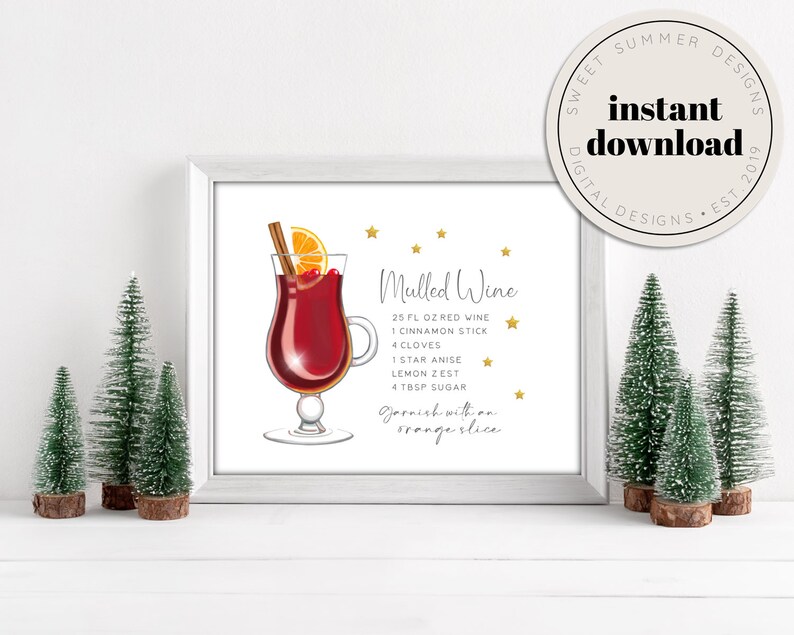 Mulled Wine Drink Sign Printable Christmas Party Sign - Etsy