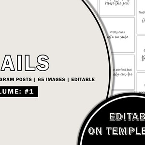 Nail Salon Instagram Post Templates, Nail Technician Instagram Posts, Nails Editable Posts, Instagram DIY Editable Template