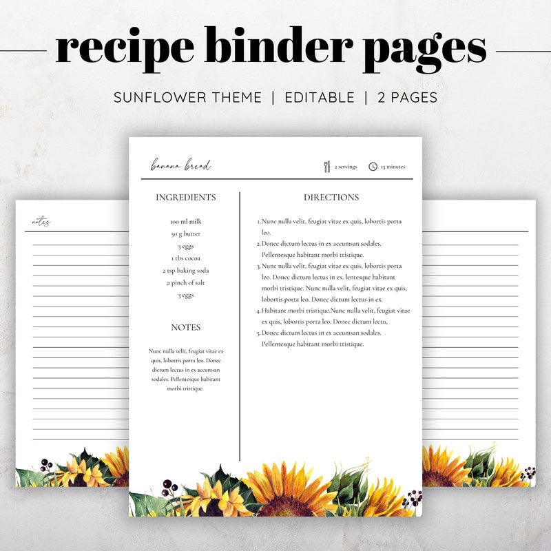 Recipe Binder Pages - Etsy