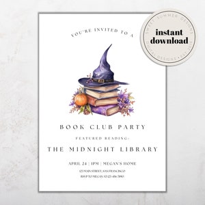 Fall Book Club Printable Invitation Template, Book Club Party Invitation, Book Party Invite, Club Printable, Reading Journal Printable