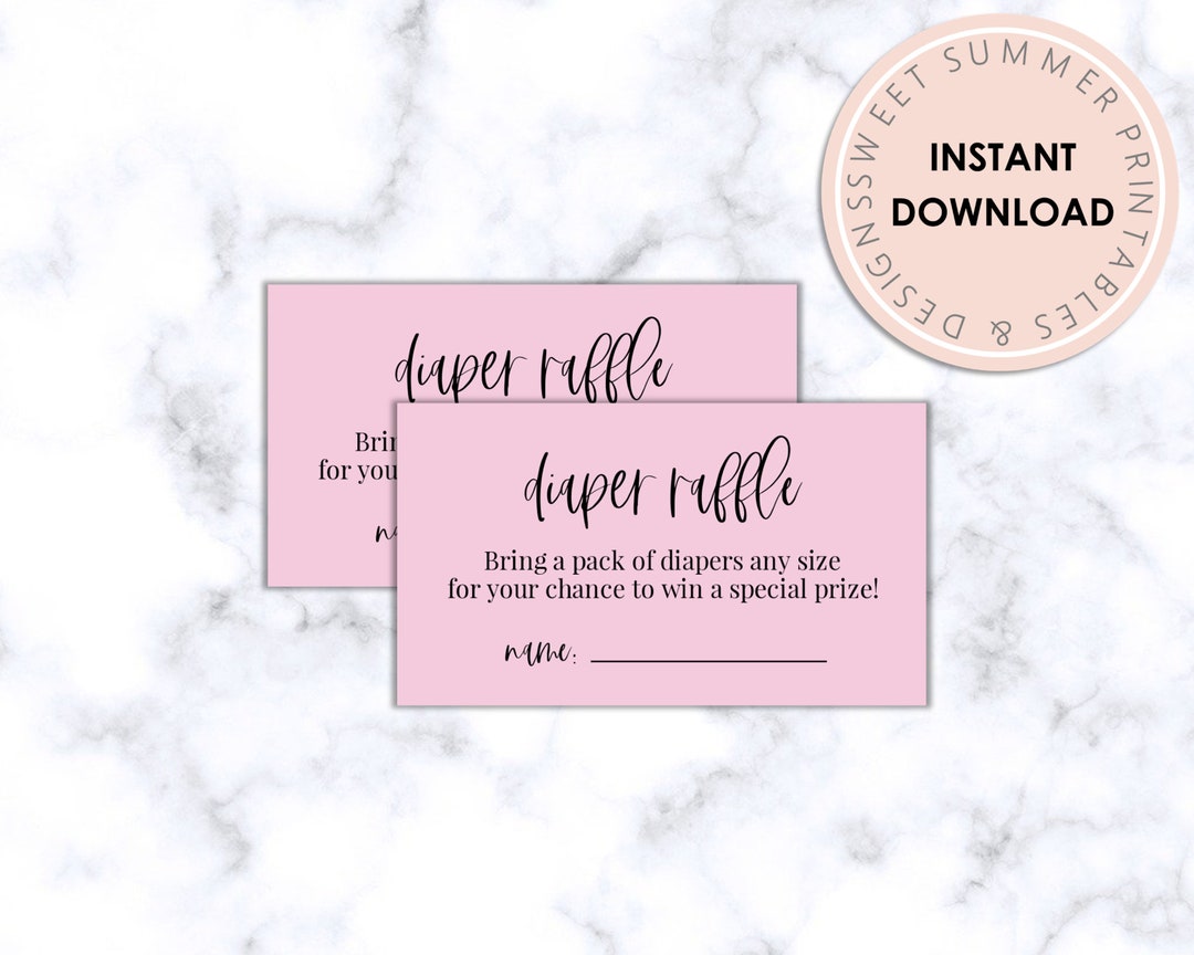 Diaper Raffle Printable Pink Tickets, Diaper Raffle Tickets, Baby ...