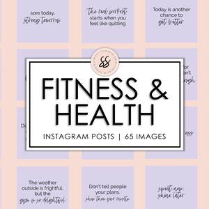 65 Fitness & Health Lavender Instagram Posts, Workout Quotes, Instagram Fitness Templates, Fitness and Workout Posts, Training Posts