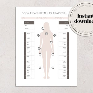 Body Measurements Tracker Printable, Fitness Planner Printable, Workout Planner Printable, Exercise Planner, Health and Wellness Planner