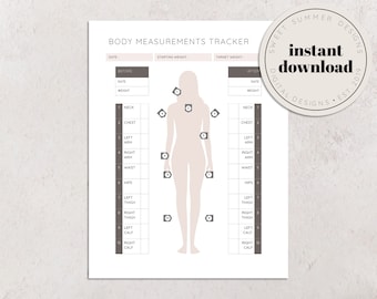 Body Measurements Tracker Printable, Fitness Planner Printable, Workout Planner Printable, Exercise Planner, Health and Wellness Planner