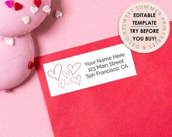 Valentine's Bunch of Hearts Editable Return Address Label Template, Editable Return Label Template, Printable Return Label, DIY Return Label
