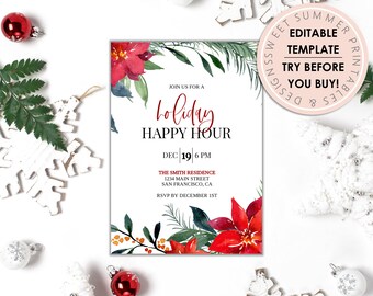 Holiday Happy Hour Printable Invitation, Holiday Invitation, Happy Hour Text Invitation, Holiday Party Invitation, Ladies Night Party