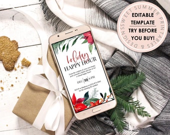 Virtual Holiday Happy Hour Invitation, Holiday Invitation, Happy Hour Text Invitation, Text Announcement, Ladies Night Party