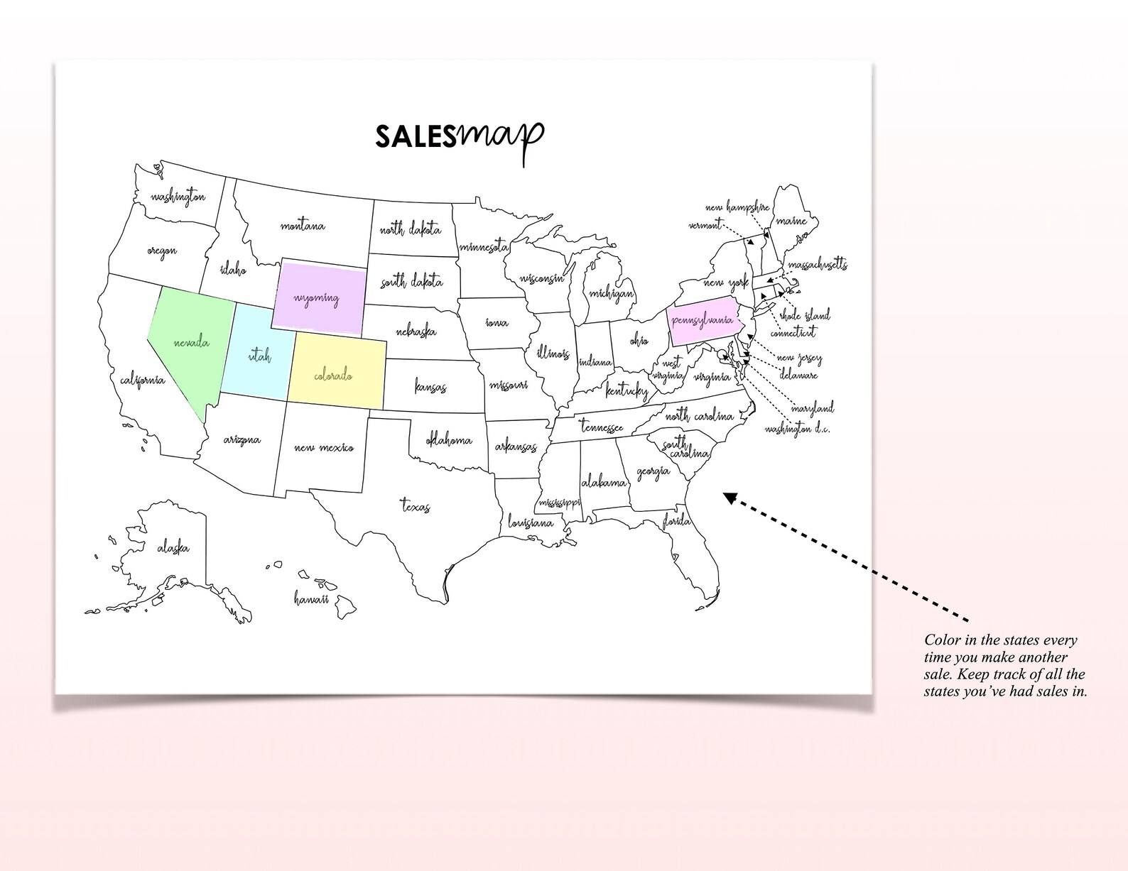 Sales Map Printable US Sales Map Printable Sales Map - Etsy