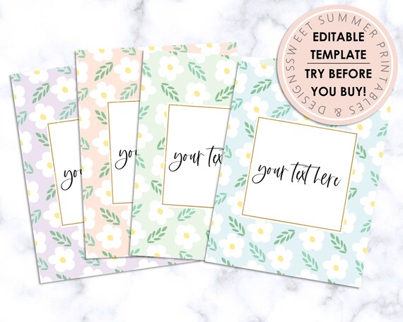 Pastel Floral Editable Binder Covers, Editable Binder Cover Template,  Printable Binder Cover Template, Recipe Binder Dividers, AE21 - Etsy