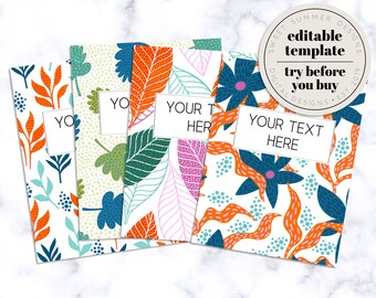 Bright Leaves Editable Binder Covers, Editable Binder Cover Template, Printable Binder Cover Template, Recipe Binder Dividers