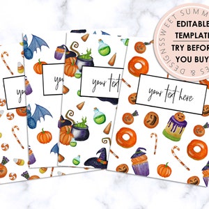 Halloween Treats Editable Binder Covers, Editable Binder Template, Printable Binder Cover Template, Recipe Binder Dividers