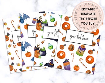 Halloween Treats Editable Binder Covers, Editable Binder Template, Printable Binder Cover Template, Recipe Binder Dividers