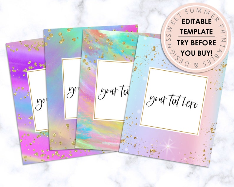 unicorn glitter editable binder covers editable binder
