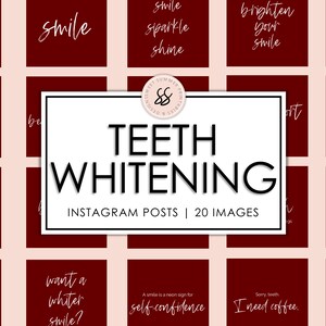 20 Teeth Whitening Burgundy Instagram Posts, Smile Instagram Posts, Dental Hygienist Instagram Posts, Teeth Whitening Social Media Posts