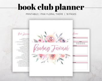 Reading Journal Printable, Book Club Planner Printable, Reading List, Reading Log, Book Review, Reading Wishlist, Bookshelf Coloring Page