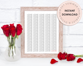 Love Words Sign Printable, Valentine's Day Love 8x10 Printable Sign, Valentine's Day Decor Printable, Galentine's Day Printable Sign