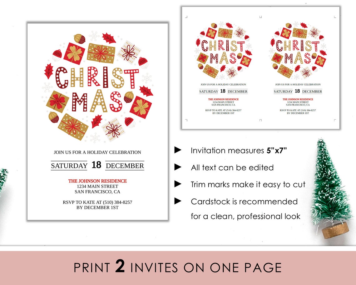 Christmas Fun Printable Party Invitation Holiday Invitation - Etsy