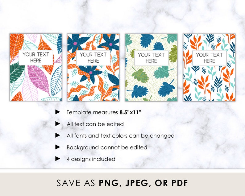 Bright Leaves Editable Binder Covers, Editable Binder Cover Template ...