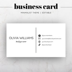 Sjabloon voor minimalistisch boetiekvisitekaartje, e-mailhandtekening, resellerlogo, Poshmark-sjabloon, sjabloon voor online winkellogo, Canva-sjabloon