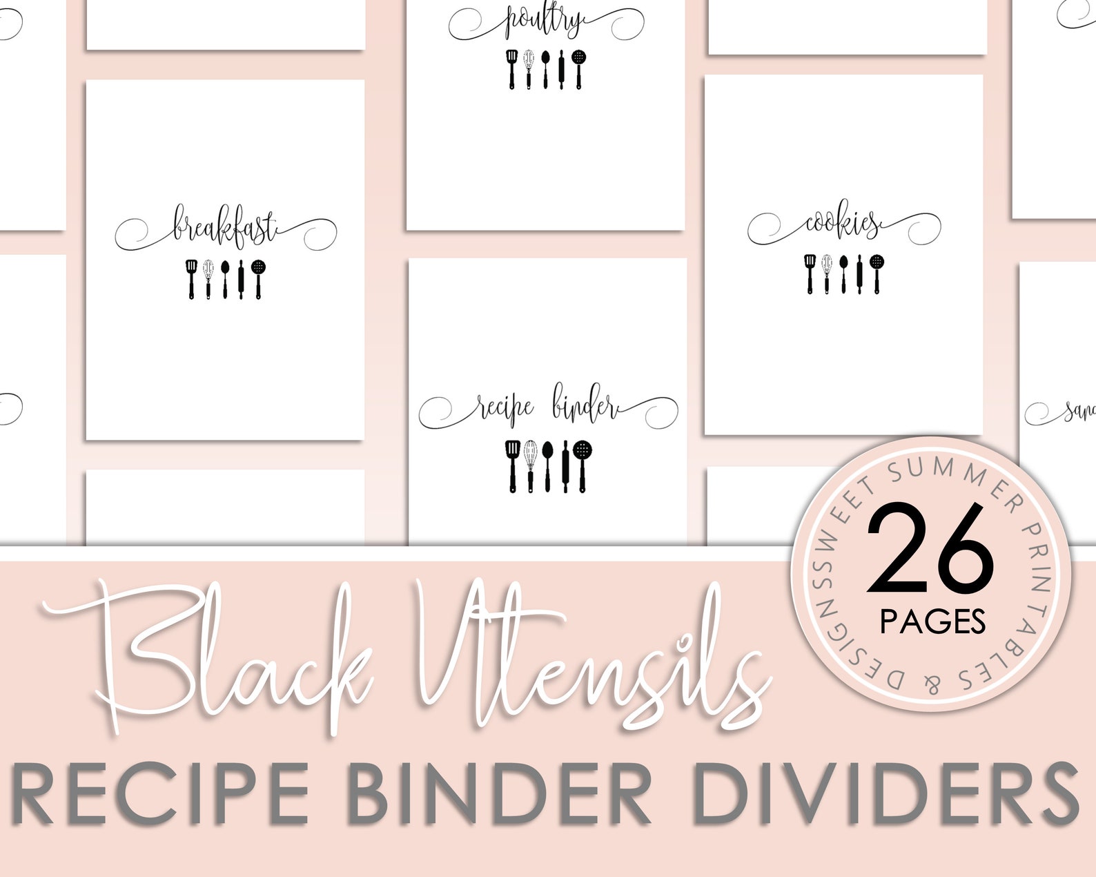 Recipe Binder Dividers Recipe Binder Printable Sections - Etsy Canada