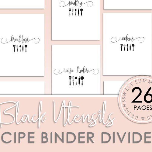 Recipe Binder Dividers Recipe Binder Printable Sections Etsy