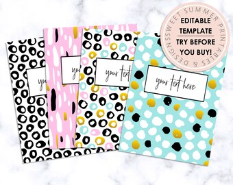 Modern Pink and Teal Editable Binder Covers, Editable Binder Template, Printable Binder Cover Template, Recipe Binder Dividers