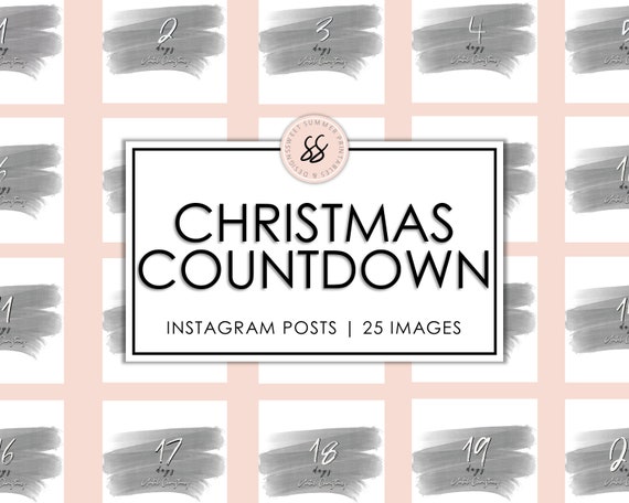 25 Christmas Countdown Minimalist Instagram Posts Black And Etsy