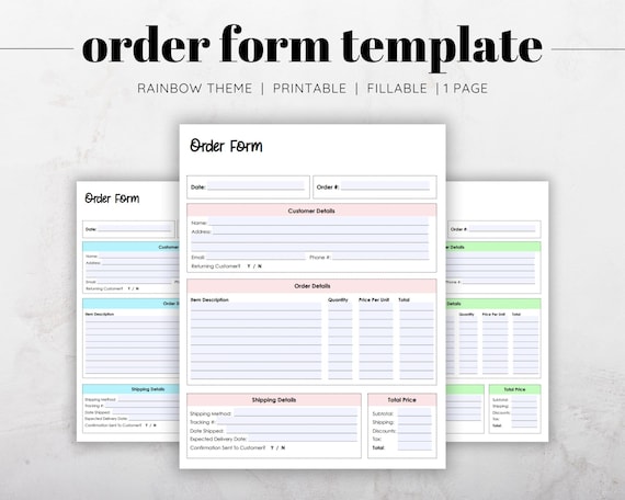Order Form Printable, Order Form Template, Custom Order Form, Invoice Template, Receipt Template, Small Business Template, Online Shop Form