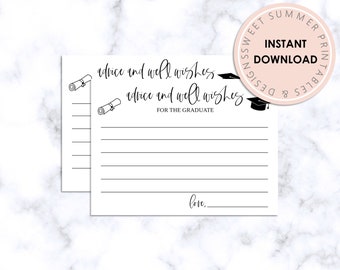 Graduation Advice Card Printable, Cap and Gown Advice Card, Grad Advice Card, Printable Grad Party Game, Class of 2020 Printable