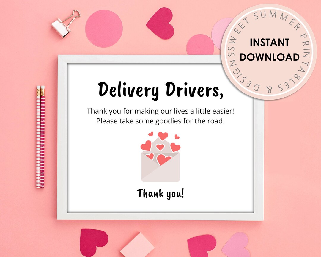 Valentine's Day Envelope Delivery Drivers Sign Printable, Valentine ...