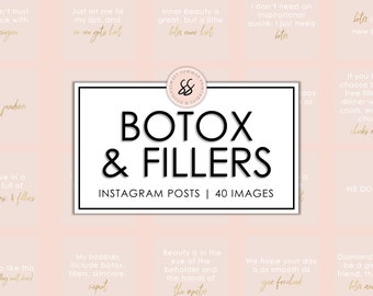 40 Facial Fillers Botox Blush Gold Instagram Posts and Quotes, Botox Quotes, Medical Spa Instagram Posts, Skincare Instagram, Med Spa