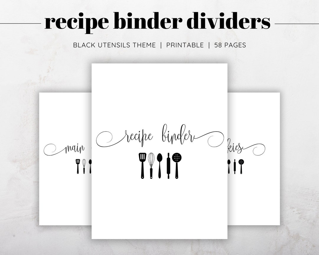 Recipe Binder Dividers, Recipe Binder Printable Sections, Recipe Binder ...