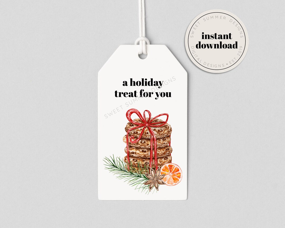 Cookie Treat Christmas Tag Printable, Hot Chocolate Bomb Tag, Holiday ...