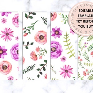 Little Garden Editable Printable Bookmark, Floral Bookmark, Bookmark Template, Reading Journal Printable, Booklover Printable