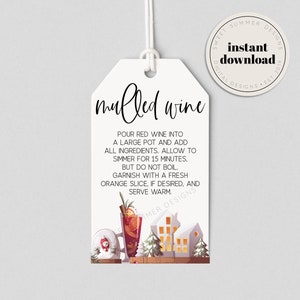 Glühwein Kit Urlaub Tag zum ausdrucken, Glühwein Anleitung, Simmer Potpourri Tag, Weihnachtspotpourri Tag, Weihnachtsgeschenk zum ausdrucken