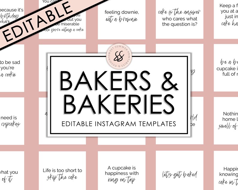 Bakers Instagram Post Templates Baking Instagram Posts Etsy