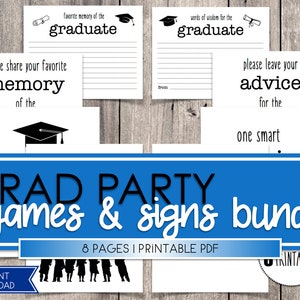 Graduation Party Sign Bundle, Words of Wisdom Cards, One Smart Cookie Sign, Graduation Is Sweet Sign, Graduation Party Printables