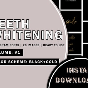 20 Teeth Whitening Black Gold Instagram Posts, Smile Instagram Posts, Dental Hygienist Instagram Posts, Teeth Whitening Social Media Posts