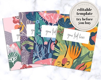 May include: Four printable digital planner covers with a floral pattern in shades of pink, blue, green, and yellow. The text "your text" is on each cover.