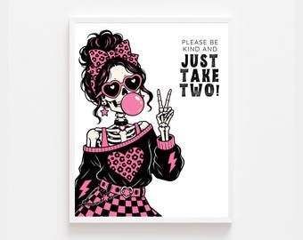Trick or Treat Girl Skeleton Sign Printable | We’re Out Trick or Treating Sign | Halloween Porch Sign | Instant Download