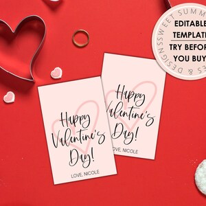 Faded Heart Valentine&#39;s Day Gift Tag Printable, Editable Valentine&#39;s Day Tag, Valentine&#39;s Day Party Printable, Valentine&#39;s Gift Tag Editable