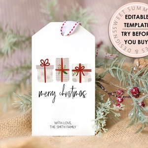 Neutral Gifts Christmas Gift Tag Printable, Editable Christmas Gift Tag, Holiday Tag Printable, Christmas Gift Tag Editable, Editable Xmas