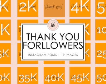19 Orange Instagram Thank You Followers Posts, White IG Posts, Thank You Followers, Followers Quotes, Social Media Posts