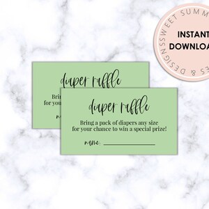 Diaper Raffle Printable Green Tickets, Diaper Raffle Tickets, Baby Shower Raffle Tickets, Baby Shower Printable Games, Gender Neutral
