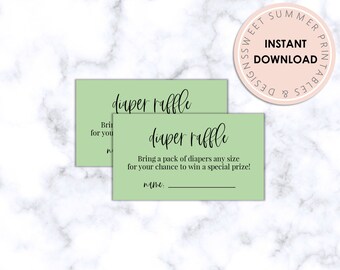 Diaper Raffle Printable Green Tickets, Diaper Raffle Tickets, Baby Shower Raffle Tickets, Baby Shower Printable Games, Gender Neutral