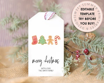 Christmas Fun Cookie Gift Tag Printable, Editable Christmas Gift Tag, Holiday Tag Printable, Christmas Gift Tag Editable, Editable Xmas