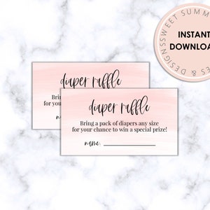 Diaper Raffle Printable Pink Ombre Tickets, Diaper Raffle Tickets, Baby Shower Raffle Tickets, Baby Shower Printable Games