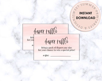 Diaper Raffle Printable Pink Ombre Tickets, Diaper Raffle Tickets, Baby Shower Raffle Tickets, Baby Shower Printable Games