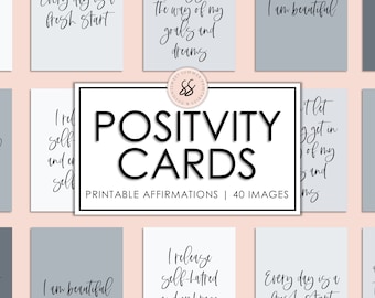 40 Gray Positive Affirmations Printable Cards, Daily Reminder Printable Cards, Self Love Cards, Motivational Printable Cards, Daily Cards