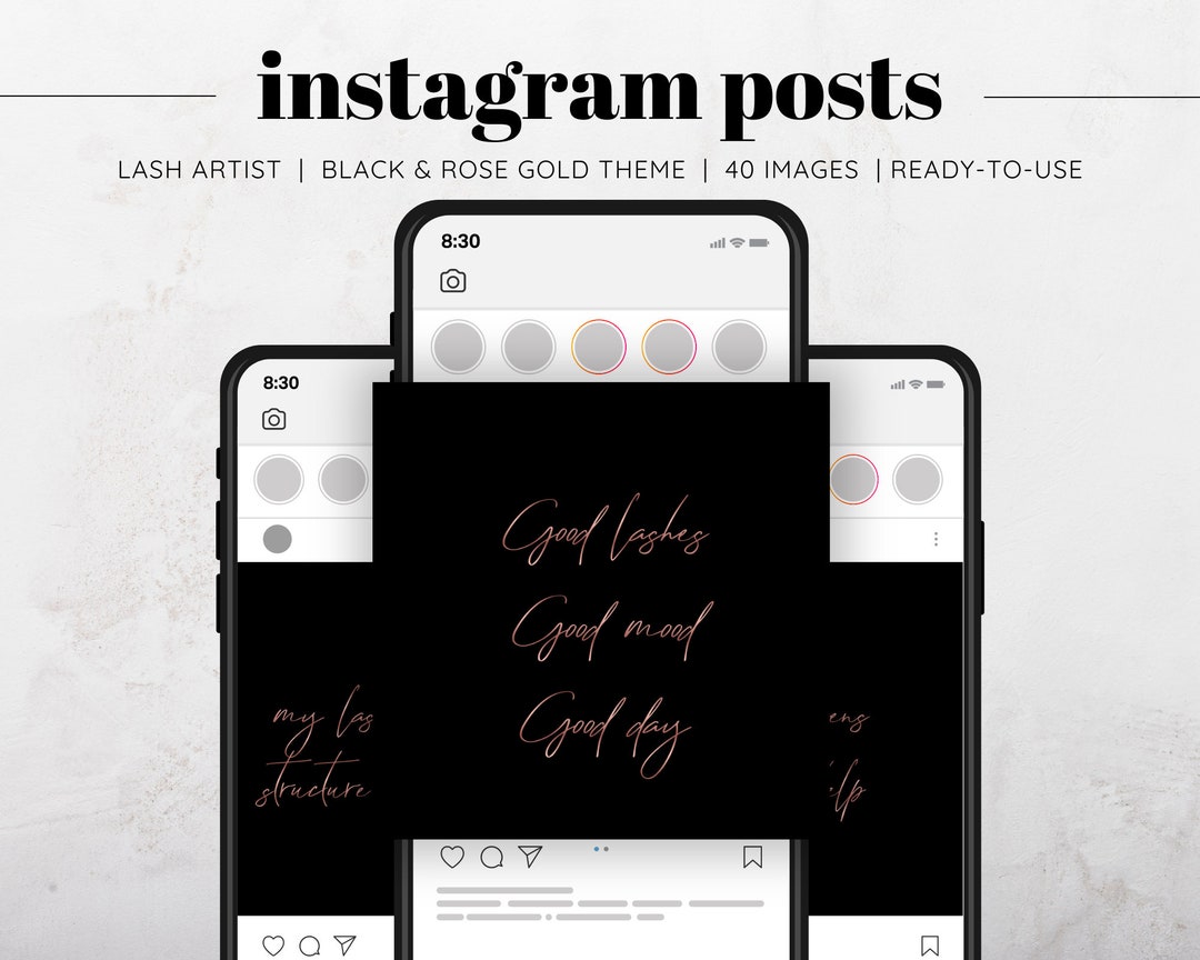 40 Lash Artist Black and Rose Gold Instagram Posts Lash - Etsy